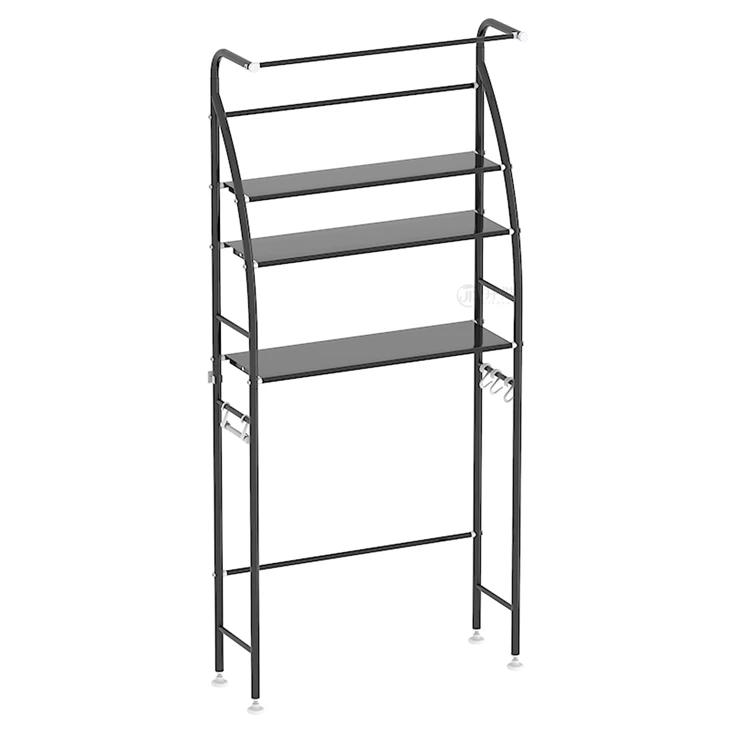 Black Washing Machine Rack With Towel Bar